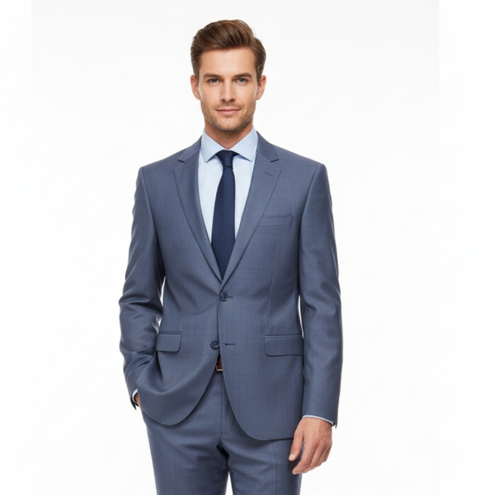 Elegant Slate Blue Men's Suit NavyBlue Size 52  Di CLARO Still Excellent Quality